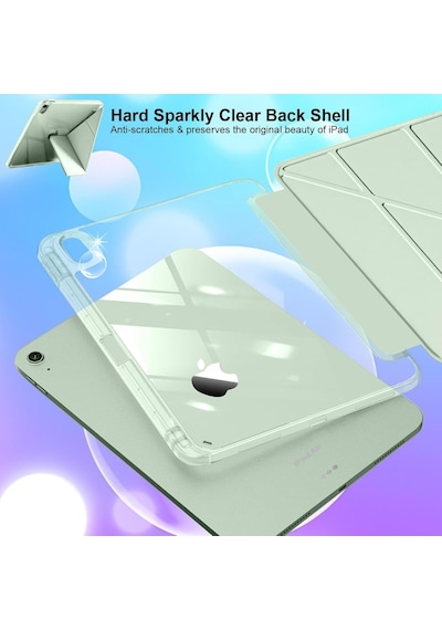 Apple Uyumlu iPad Air 11inç M2/m3 Air 4/5.nesil 10.9 Kılıf Mika Trifolding Şeffaf Kalem Bölmeli Kılıf