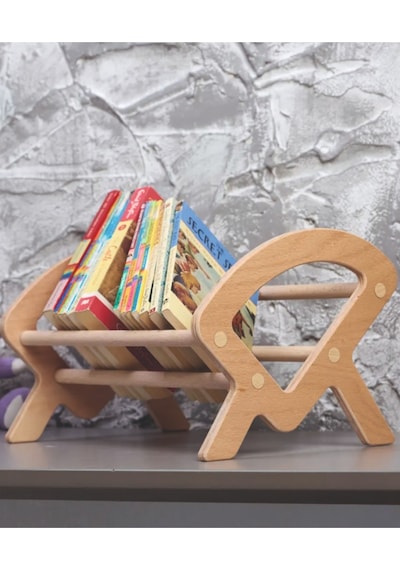 Montessori Çocuk Ve Yetişkinler İçin Dekoratif Kitaplık Doğal