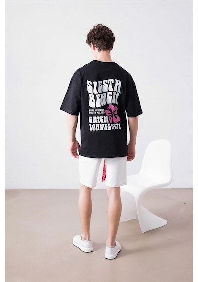 Startmore Unisex Siesta Beach Beyaz Tshirt Siyah