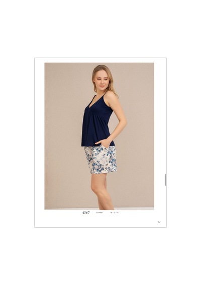 Baha Perfect Club Kadın İp Askılı Şortlu Pijama Takımı 4367 - 1 Adet Lacivert