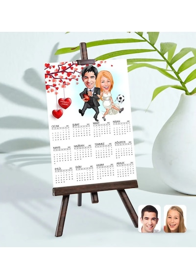 Bk Gift Kişiye Özel 15x21 Cm Fotoğraf Kartlı Sevgililer Karikatürlü Şövaleli 2023 Takvim -15