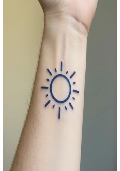 Güneş 5 Cm Minimal Geçici Dövme Yarı Kalıcı Geçici Dövme