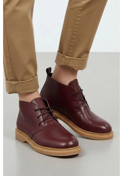 Bağcıklı Bilek Boy Klasik Termo Taban Bot - Bordo - 38 Bordo