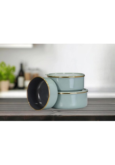 Soft Green Emaye Üçlü Saklama Seti Belirtilmemiş
