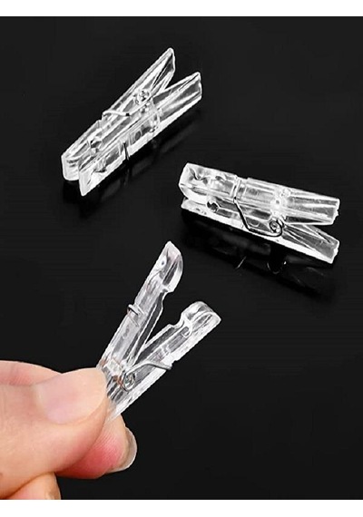 CajuArt 100 Adet Şeffaf Mini Mandal 3cm Hobi Fotoğraf Askı Mandalı