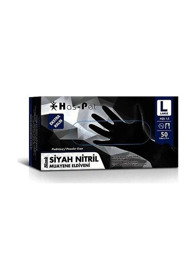 Haspet L Ekstra Kalın Nitril Siyah 50 Li Large Büyük Boy