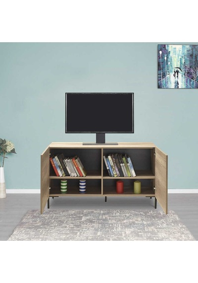 Roma 2 Kapaklı Modüler Tv Ünitesi - Açık Ceviz Tori 120x70x43 Cm Gxyxd