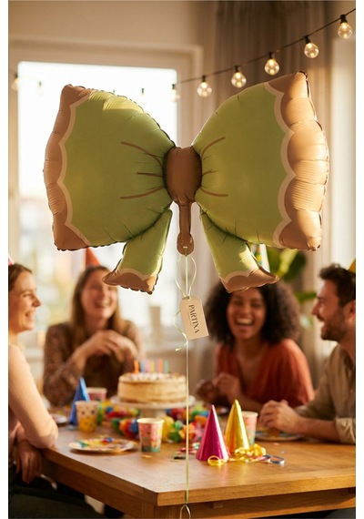Retro Yeşil Fiyonk Folyo Balon Baby Shower Doğum Günü Parti Süsü Çok Renkli