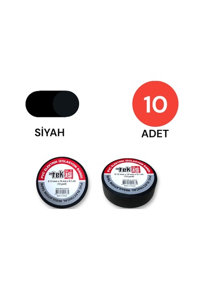 Tek-iş Izole Bant Elektrik Bandı Siyah 10 Adet