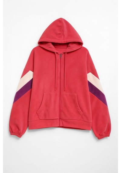 Markapia Kadın Fermuarlı Kapüşonlu Cepli Polar Sweatshirt M S