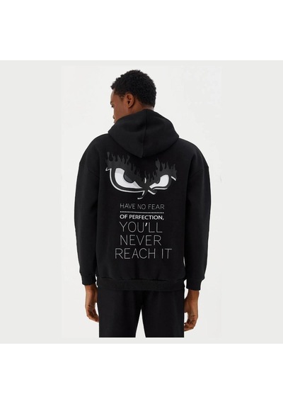 No Fear Erkek Sweatshirt Kapüşonlu Siyah Melanj M500271