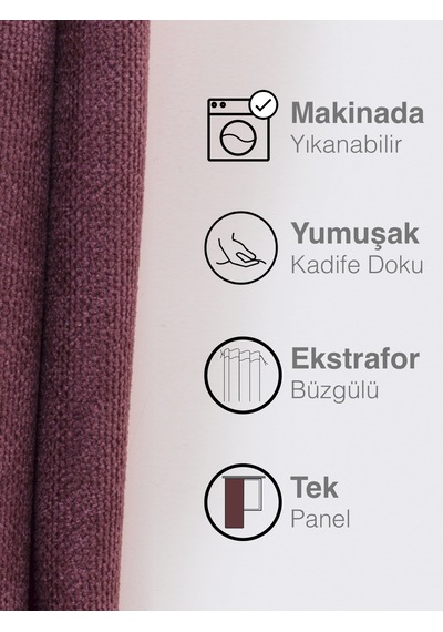 Kadife Dokulu Lavanta Pembesi Ada Fon Perde Ekstrafor Büzgülü Lavanta Pembesi