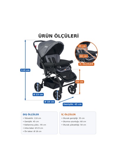 Tommy Baby Elegant Travel Çift Yönlü Bebek Arabası