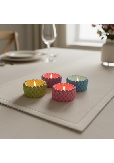 4'lü Renkli Tealight Mumluk Seti Dekoratif Taş Mumluk, Modern Ev Dekoru, Masa & Salon Dekorasyonu İçin Mumluk Se Diğer