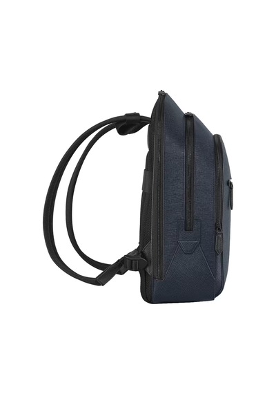 Montblanc Sartorial Deri 3 Bölmeli Orta Boy Sırt Çantası 222115 Lacivert