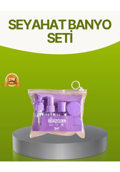 Mey İthalat Seyahat Banyo Seti 5 Parça Şeffaf Taşıma Çantalı 30 Ml -