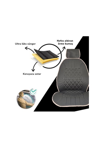 Space Oto Koltuk Minderi, Renault Araçlara Uyumlu 2'li Set Özel Tasarım Minder Premium 001