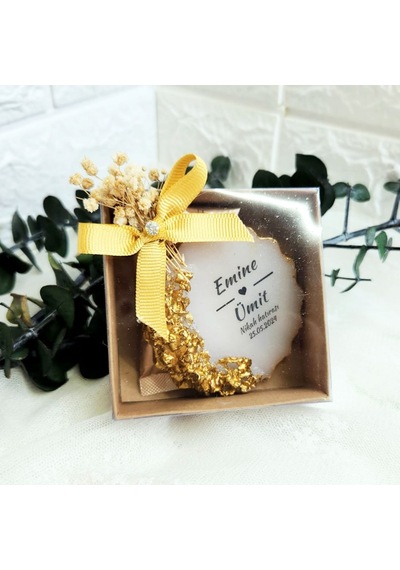 Söz Nişan Nikah Şekeri Hediyelik Magnet Taşlı Epoksi Çiç 30 Adet
