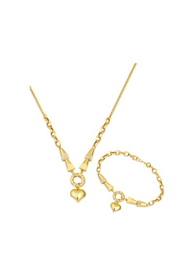 Zincirli Kalp İkili Set 14 Ayar Altın