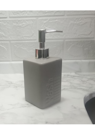 Sıvı Sabunluk Gri Modern 7x7x17cm 300ml Seti Siyah