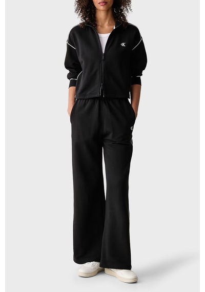 Calvin Klein Logolu Pamuklu Yüksek Bel Bol Paça Pantolon Lv047h258gub1 Kadın Pantolon Lv047h258g Ub1 Siyah