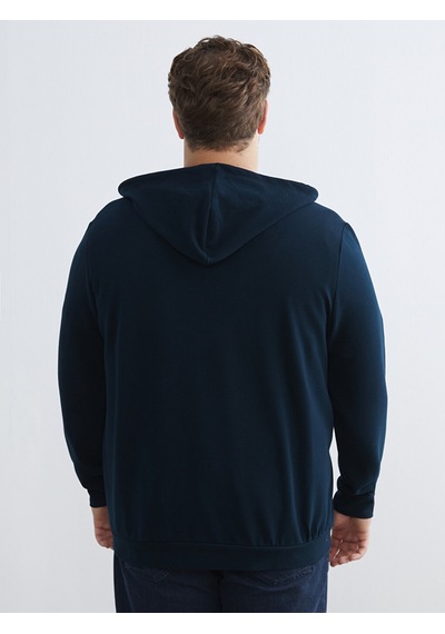 Lcwaıkıkı Classic Lacivert Standart Kalıp Kapüşonlu Erkek Fermuarlı Sweatshirt