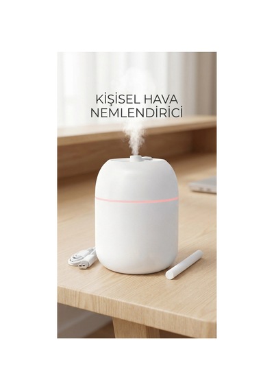 Hava Nemlendirici 220ml Buhar Makinesi, Ofis Ve Ev Kullanımı İçin Uygun, Taşınabilir Ve Sessiz Ça... Beyaz