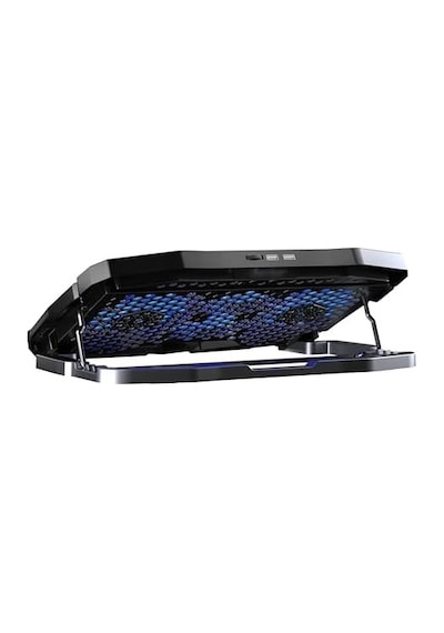 Tornado 4x Turbo Led Fan - Ayarlabilir Fan Hızı & 6 Farklı Stand Yükseklik Kademesi - 2 Usb Portlu - Metal Mesh Zemin - Lcd Ekranlı Notebook Soğutucu - Siyah 9"-17" Boyut Destekli