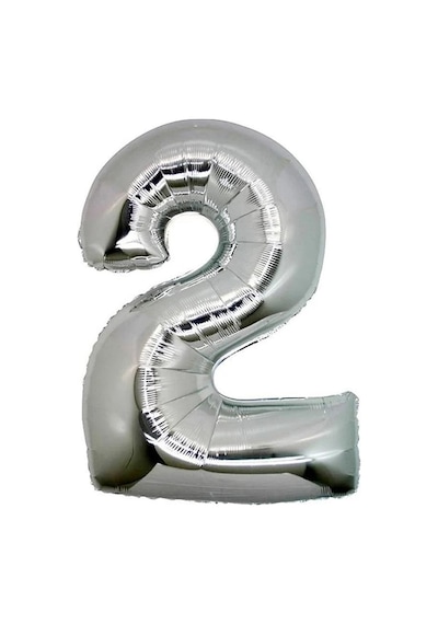 Folyo Balon Rakam 2 Yaş Gümüş 26 İnç 66 Cm