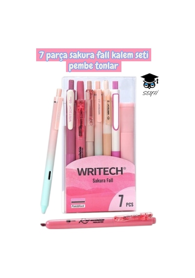 7 Parça Kalem Seti Writech Tükenmez Jel Fosforlu Kalem Seti Diğer