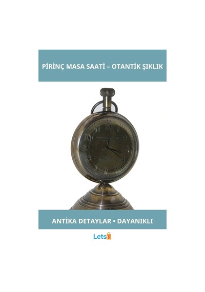 Klasik Pirinç Masa Üstü Antika Saat Çok Renkli