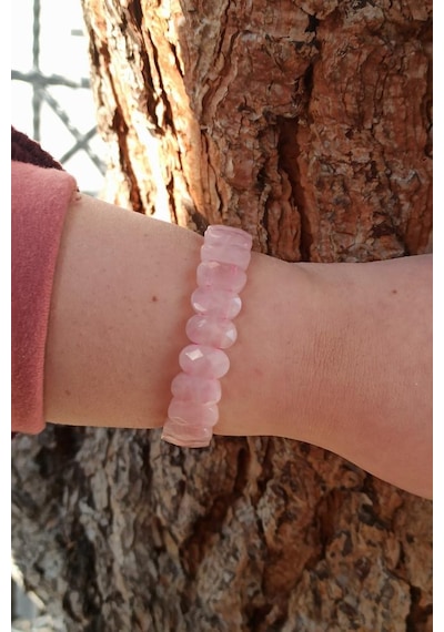 Pembe Kuvars Bileklik Rose Quartz 677 Çok Renkli