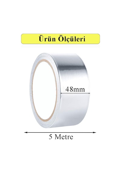 Alüminyum Bant 10 Metre 2 Paket Aliminyum Folyo Yapışkanlı Band Aspiratör Soba Borusu Tamir Sıcaklığa Dayanıklı Yanmaz