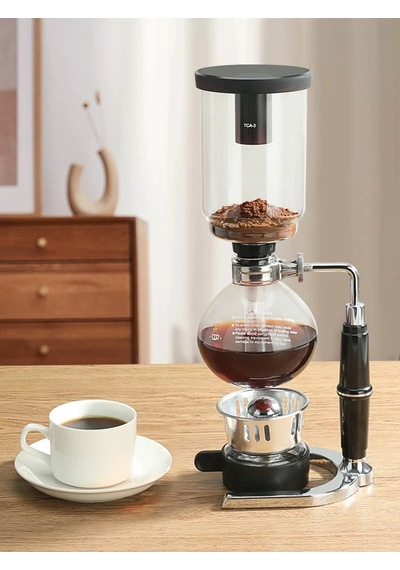 Reoona Syphon Kahve Sifonu 5 Bardak Sifon Kahve, Soğuk Kahve Demleme Siyah