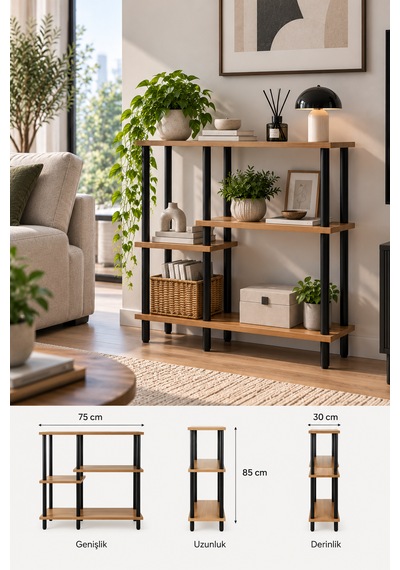 Modern 4 Raflı Kitaplık Salon Düzenleyici Metal Ayaklı Dekoratif Kitaplık Ve Çok Amaçlı Raf Ünitesi Çam Modern 4 Raflı Kitaplık Salon Düzenleyici Metal Ayaklı Dekoratif Kitaplık Ve Çok Amaçlı Raf Ünitesi Çam