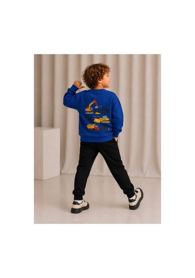 Toikids Erkek Çocuk Baskılı Sweatshırt Eşofman Takımı Mavi