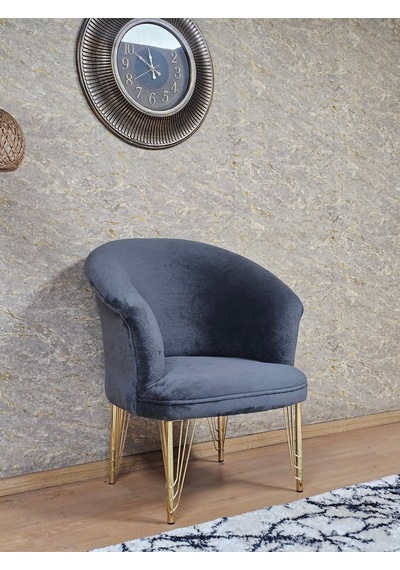 Zafir Tekli Teddy Gold Kaplama Telli Ayak Çay Seti Koltuk Tekli Berjer , Balkon, Salon, Ofis Fume