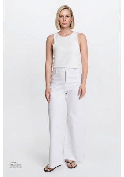 Ac&co / Altınyıldız Classics Kadın Ekru Standart Fit Normal Kesim Bisiklet Yaka Crop Body