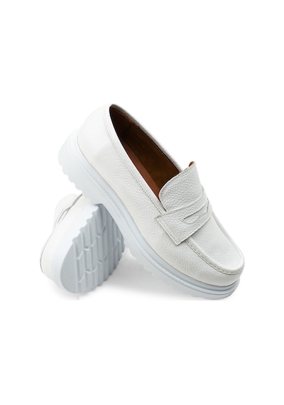 Deery Hakiki Deri Beyaz Loafer Kadın Ayakkabı - 01903zbyzp01 Beyaz