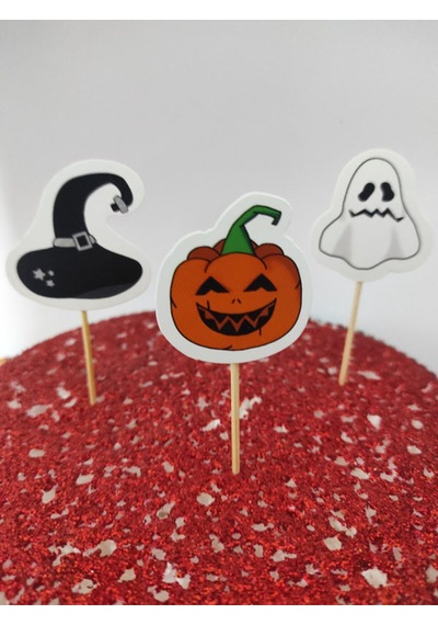 30 Adet Dekoratif Karışık Model Karton Hallowen Cadılar Bayramı Kürdanı 6,5 Cm