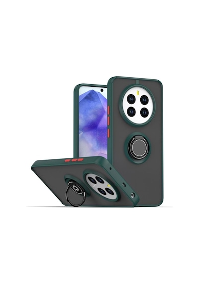 Realme 12 Pro Plus Uyumlu Kılıf Yüzüklü Standlı Extra Darbe Koruma Sert Silikon Kapak - Yeşil Yeşil