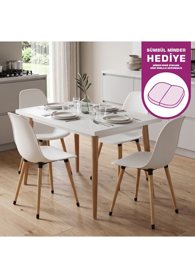 Vilinze Eames Sandalye Avanos Ahşap Mdf Mutfak Masası Takımı - 70x120 Cm Beyaz Vilinze Eames Sandalye Avanos Ahşap Mdf Mutfak Masası Takımı - 70x120 Cm Beyaz