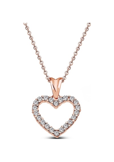 Kuyumcudukkani Beyaz Zirkon Taşlı Rose Kalp Kolye -20272-r-w Rose Gold