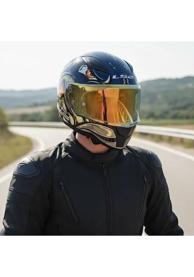 Ls2 Rapıd 2 Spox Mavi-gri Kask Gold Vizör + Şeffaf Vizör Çok Renkli