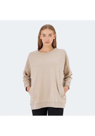 Slazenger VIKENTI SW Oversize Kadın Cepli Oversıze Bej Sweatshirt