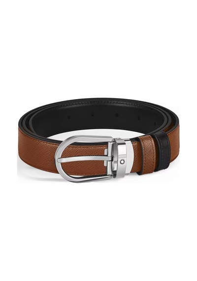 Montblanc Sartorial At Nalı Tokalı 30 Mm Çift Taraflı Deri Kemer Kahverengi
