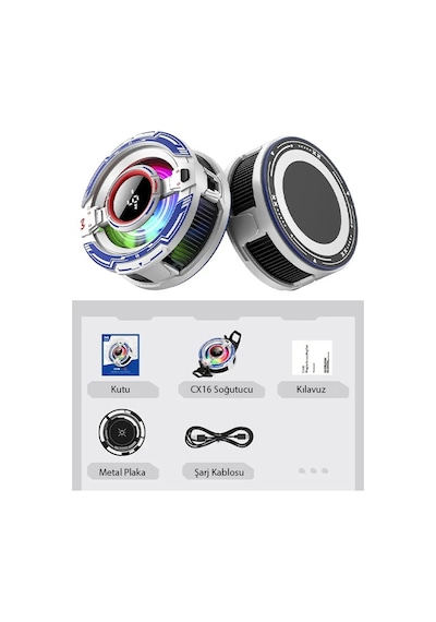 Memo Cx16 Apple Uyumlu iOS Android Soğutucu 15w15w Manyetik Rgb Telefon Soğutucu Anında Hızlı Soğutma, Sessiz Fan, Tüm Akıllı Telefonlarla ,