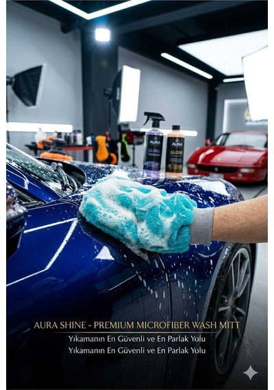 Oto Yıkama Eldiveni Astarlı Araç Temizleme Mikrofiber Araba Cila Eldiveni