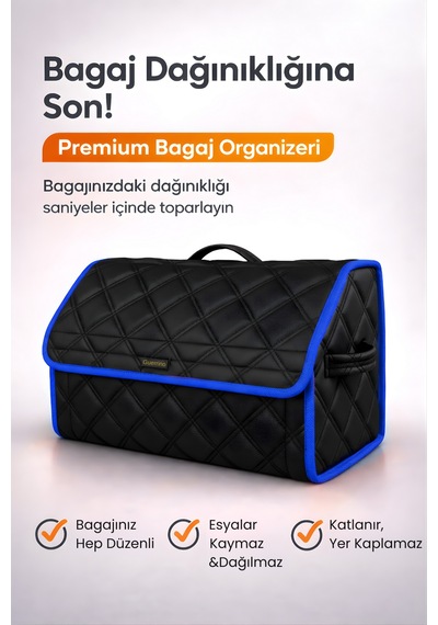 Bagaj Çantası Oto Bagaj Organizer Çift Kat Deri Su Geçirmez Kaymaz Katlanır Araç Düzenleyici - Dct3 Stiloto