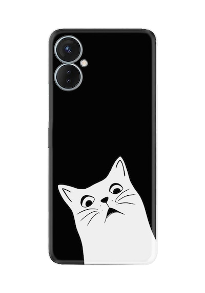 Tecno Spark 9 Pro Kılıf Resimli Desenli Silikon Platinium Series Şaşkın Kedi 1900